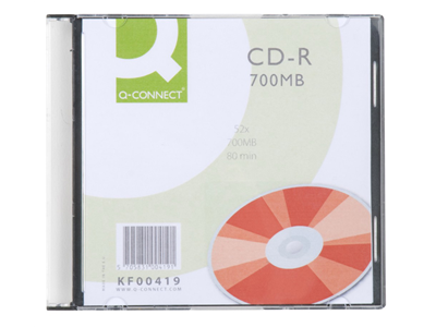 'CD-R-levy, Q-Connect, 52x, 700 Mt/80min, slim, 1 kpl/10'