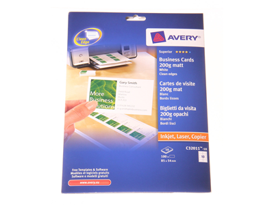 'Käyntikortti, Avery C32011, Business cards 85x54, 1 pkt/100'