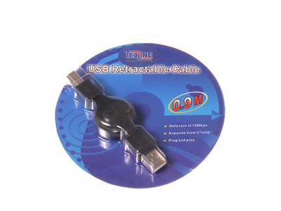 'USB-laitekaapeli, Kelautuva A-B, 0.9m, musta'