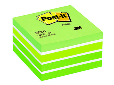 'Viestilappukuutio, Post-It 2028, 76x76mm, vihreät pastellit'