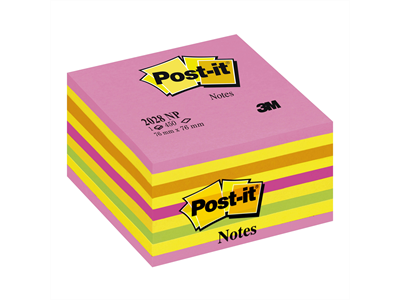 'Viestilappukuutio, Post-It 2028, 76x76, pinkit pastellit'