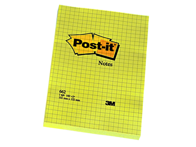 'Viestilappu, Post-It 662, 102x152mm, ruudutettu keltainen'